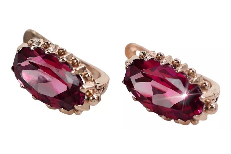 Vintage Inspired 14K Rose Gold Ruby Earrings - A Timeless Classic vec174