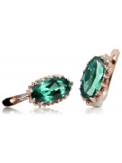 Vintage Original 14K Rose Gold Emerald Earrings. vec174