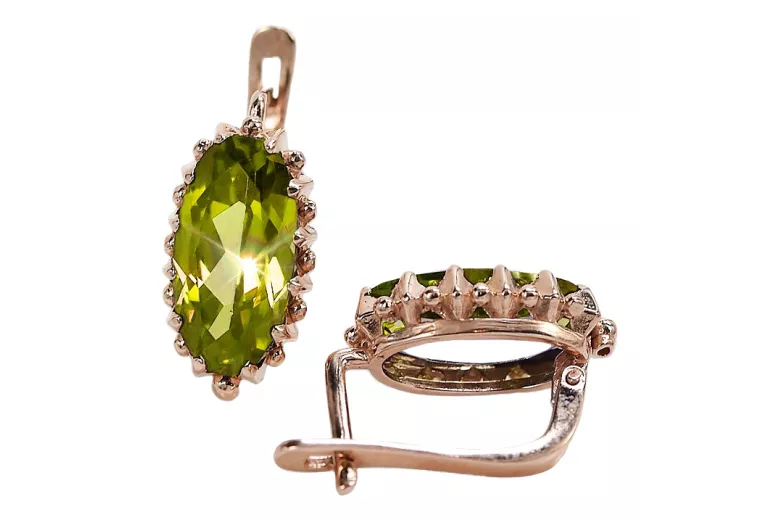 "Oro Rosa de 14k con Peridoto - Joyería Exclusiva Pendientes vec174" Vintage