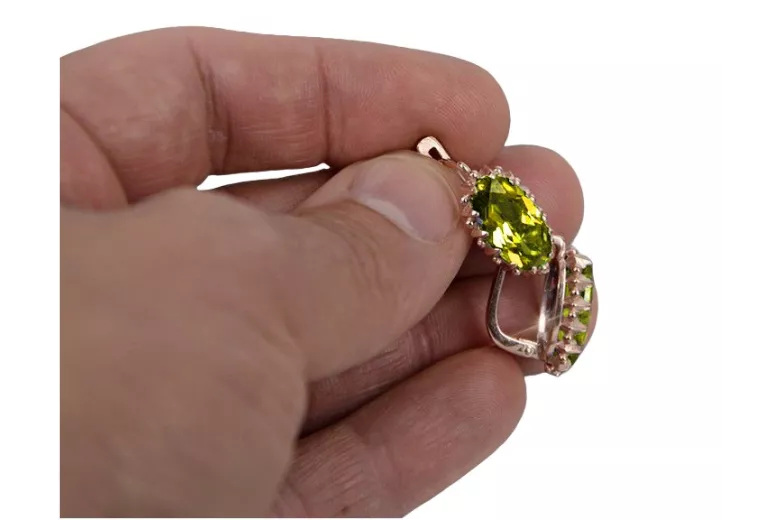 14k Roségold Peridot Ohrringe im Retro-Stil - vec174 Vintage