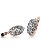 "Original Vintage Zircon Encrusted 14K Rose Gold Hoop Earrings vec174" Vintage