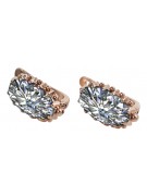 "Original Vintage Zircon Encrusted 14K Rose Gold Hoop Earrings vec174" Vintage