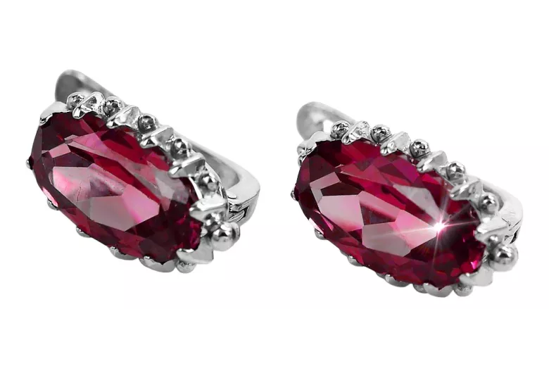 Boucles d'oreilles rubis vintage argent 925 vec174s