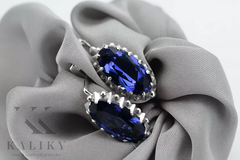 Silver 925 Vintage sapphire earrings vec174s