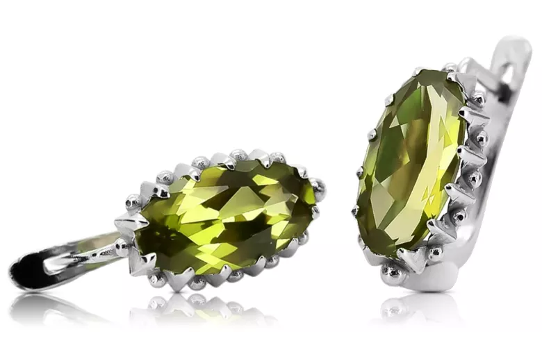 Silber 925 Vintage Peridot-Ohrringe vec174s