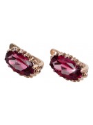 Boucles d'oreilles vintage en argent plaqué or rose 925 rubis vec174rp