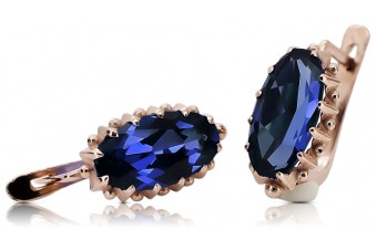 Vintage silver rose gold plated 925 sapphire earrings vec174rp