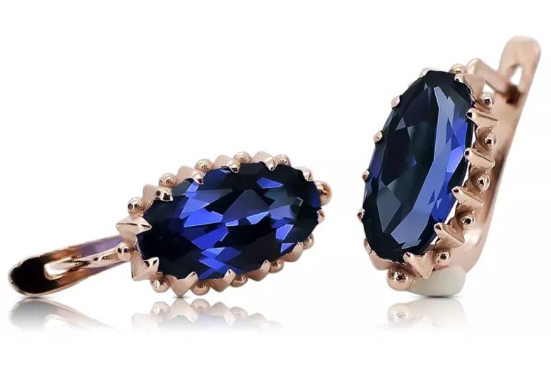 Vintage silver rose gold plated 925 sapphire earrings vec174rp