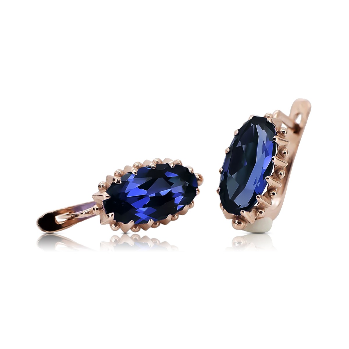 Vintage silver rose gold plated 925 sapphire earrings vec174rp