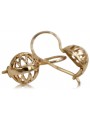 "No-Stone Vintage 14K 585 Rose Pink Gold Ball Earrings" ven074