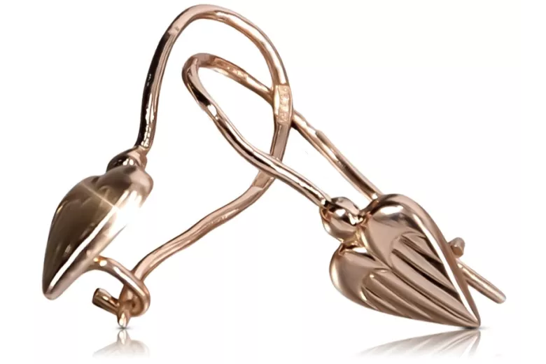 "Vintage-Inspired No Stone 14K Rose Gold Heart Earrings" ven090