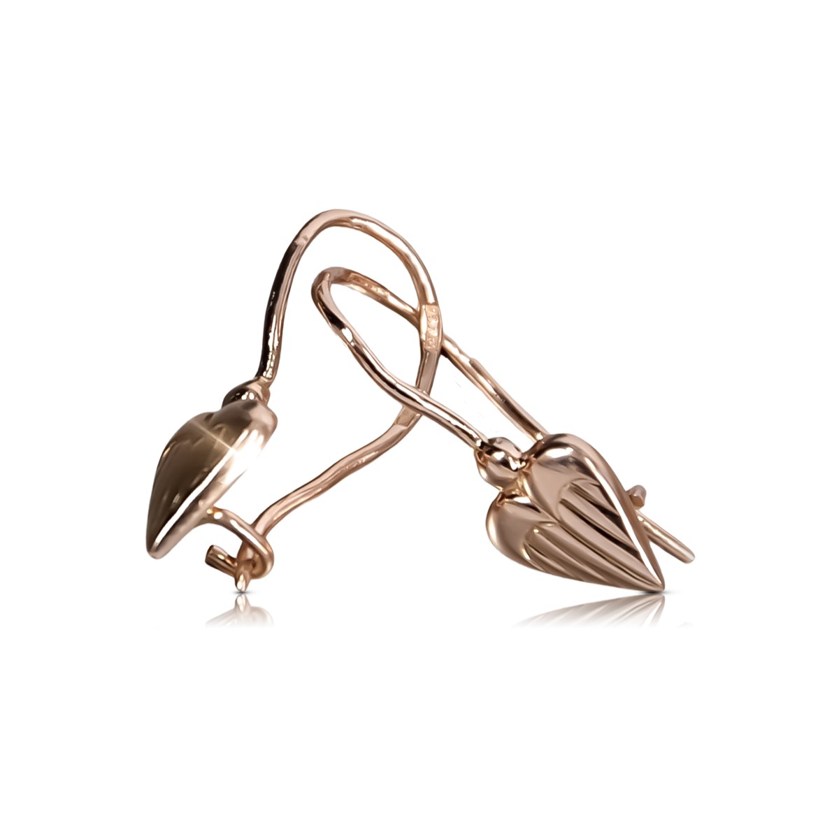 "Vintage-Inspired No Stone 14K Rose Gold Heart Earrings" ven090