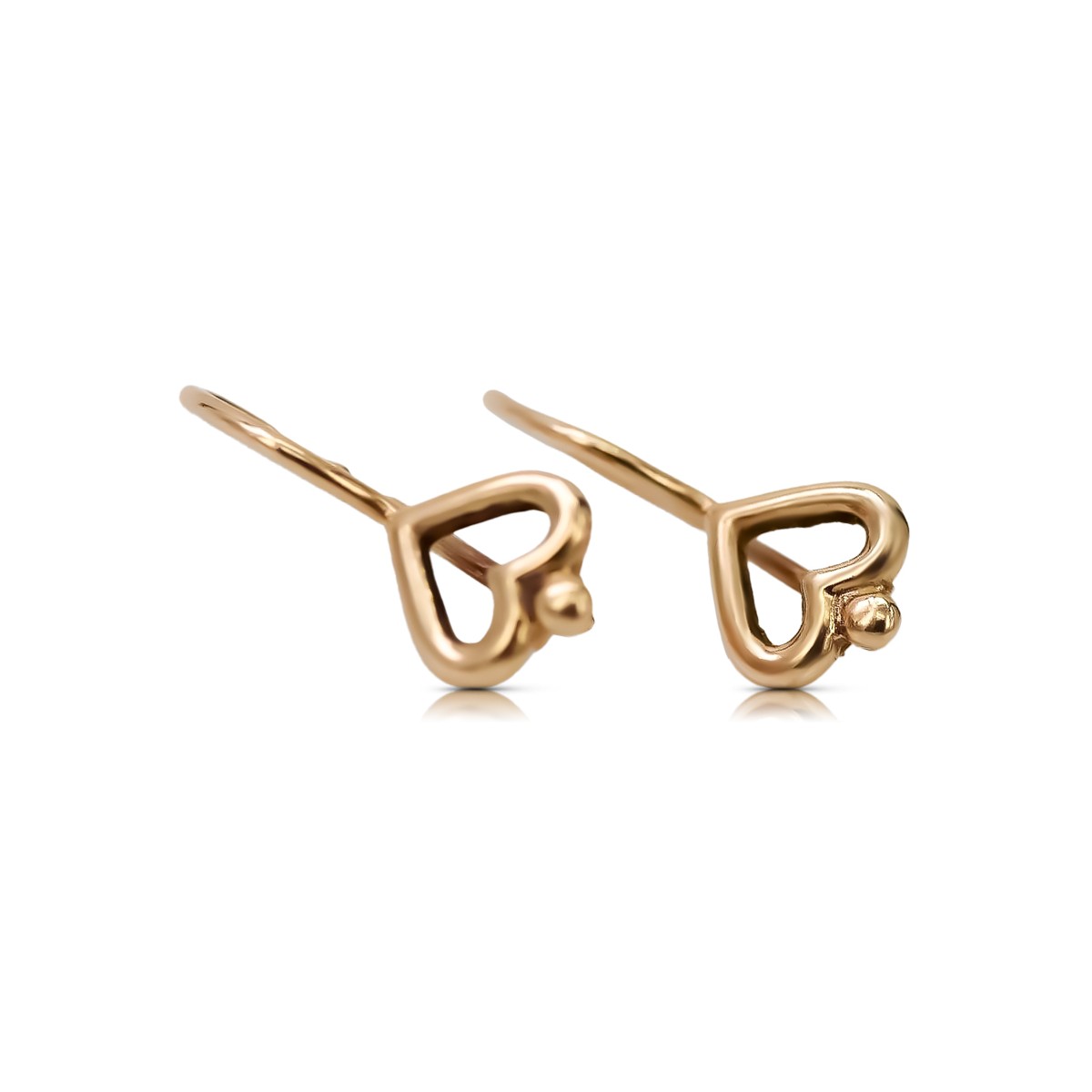 "Vintage No Stones Heart Earrings in 14K Rose Gold" ven102