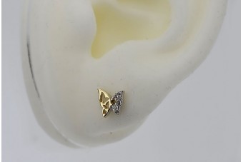 Złote kolczyki 14k 585 korona z cyrkoniami cec019yw
