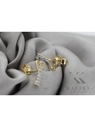 Italian 14k 585 yellow gold key zircon earrings cec020yw