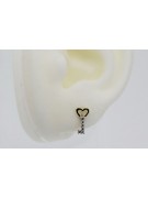 Pendientes italianos con circonitas en forma de llave de oro amarillo 585 de 14k cec020yw