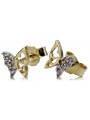 boucles d'oreilles en or 14 carats couronne 585 avec zircons cec019yw