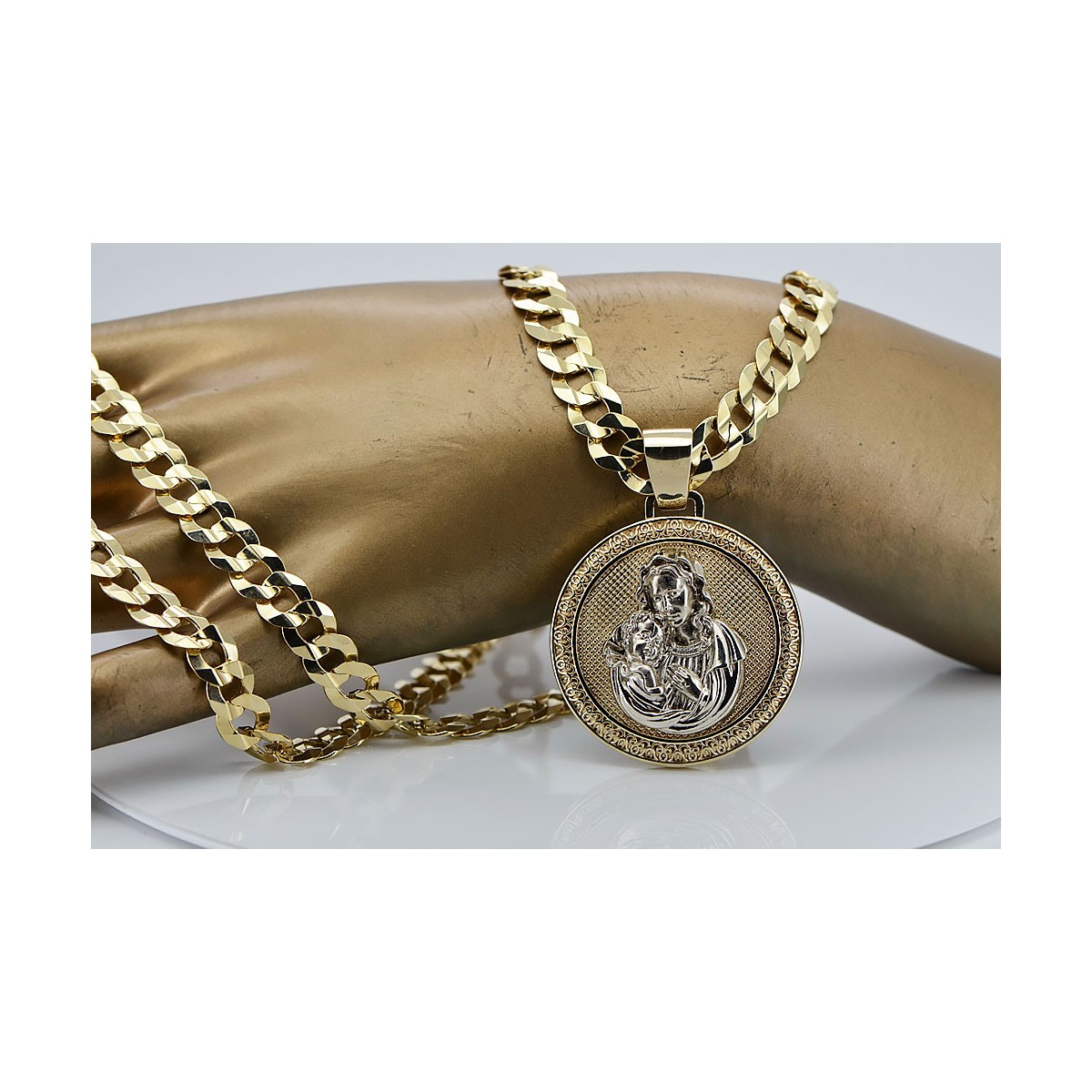 Icono colgante Merry oro 14k 585 con cadena Gourmette pm027yw37&cc099y90g