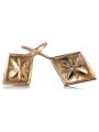 "Vintage 14K 585 Rose Gold Square Earrings - No Stones Original" ven106