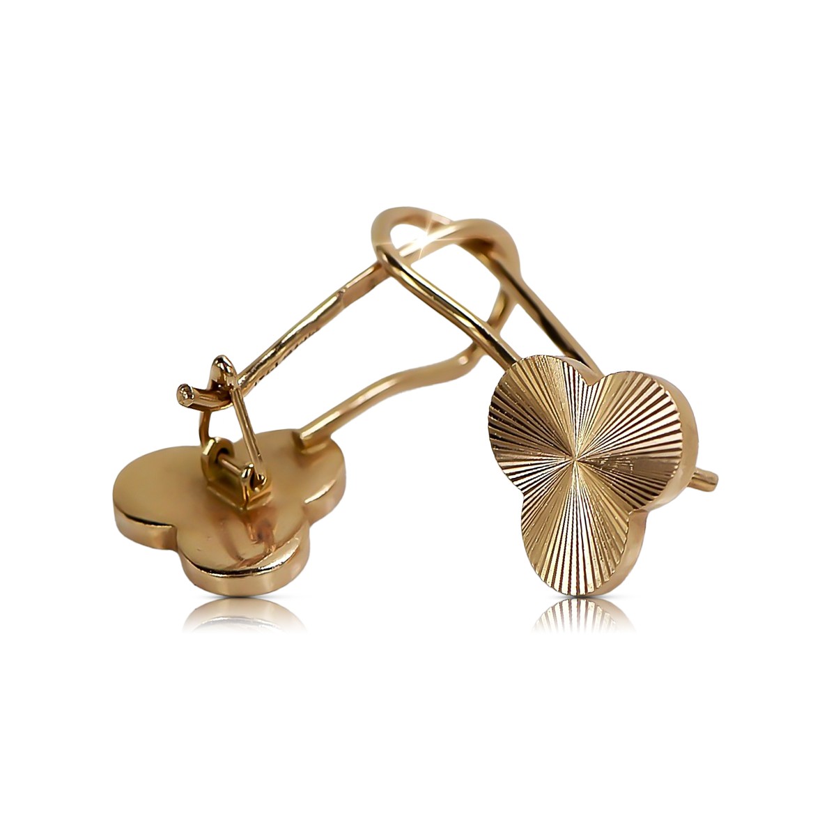 "Boucles d'oreilles feuille d'or rose 14 carats 585, style vintage et sans pierres" ven108