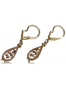 "Boucles d'oreilles vintage en or rose 14k 585 sans pierres, style feuille" ven110