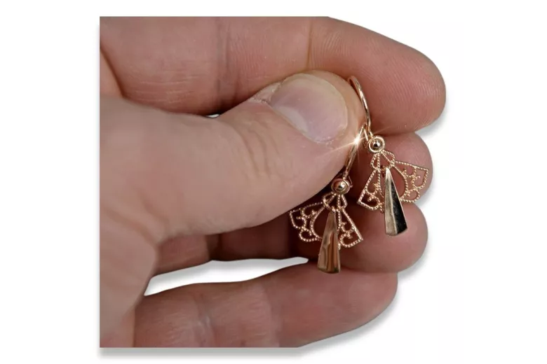 "No Stones Vintage Leaf Earrings in Original 14K Rose Gold" ven127