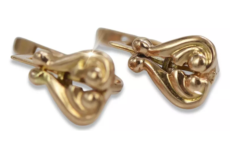 Elegantes Pendientes Vintage de Corazón en Auténtico Oro Rosa 14k Sin Piedras ven132