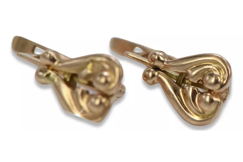 Elegantes Pendientes Vintage de Corazón en Auténtico Oro Rosa 14k Sin Piedras ven132