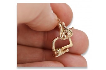 Bez Kamieni, Oryginalny Wyrób Vintage - Kolczyki z Różowego Złota 14k ven132