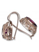 "VEC023 Vintage Russian Soviet Ruby Earrings in 14k Rose Pink Gold, Original" style