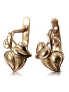 "14K Rose Gold Vintage Leaf Earrings in Original No Stones Style" ven142