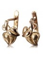 "14K Rose Gold Vintage Leaf Earrings in Original No Stones Style" ven142