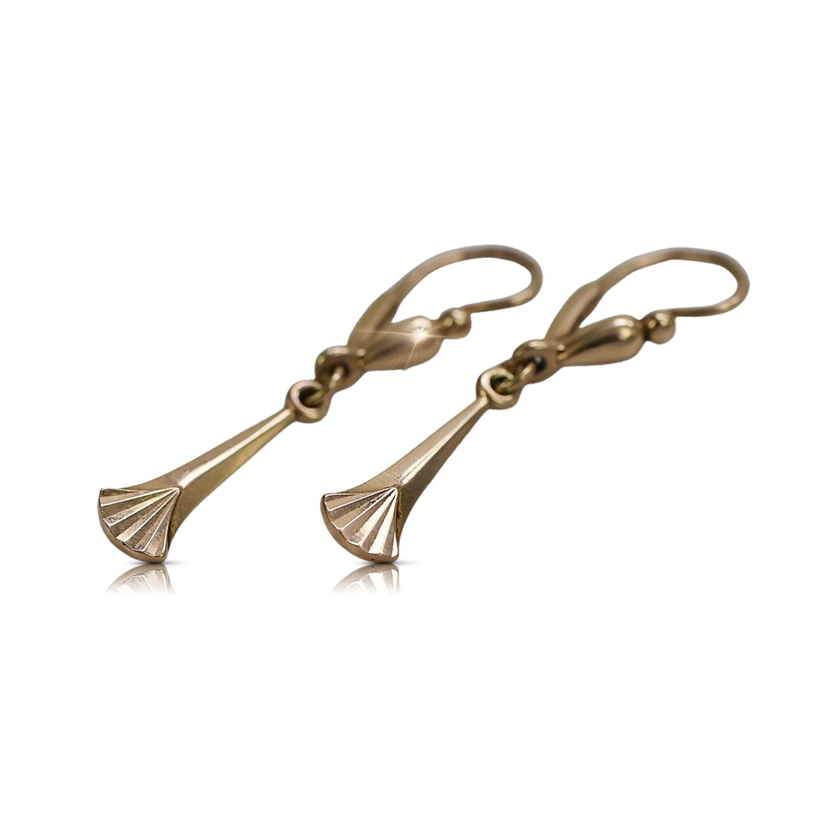 Charmantes boucles d'oreilles pendantes en or rose 14k 585 d'époque sans pierres ven160