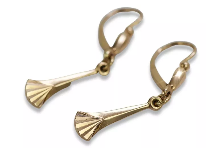 Charmantes boucles d'oreilles pendantes en or rose 14k 585 d'époque sans pierres ven160