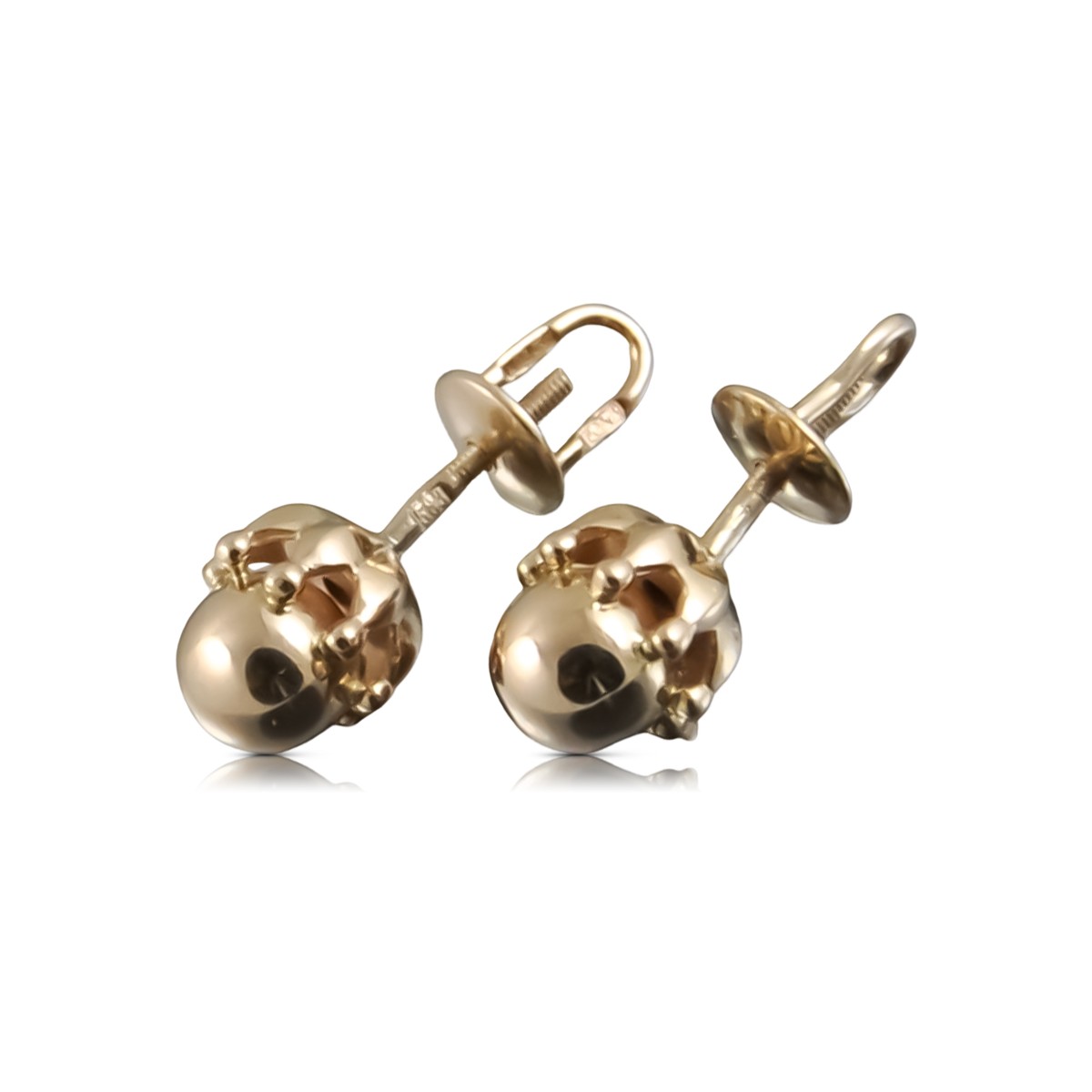 "Timeless 14K Rose Gold Vintage Ball Earrings, No Stones" ven162