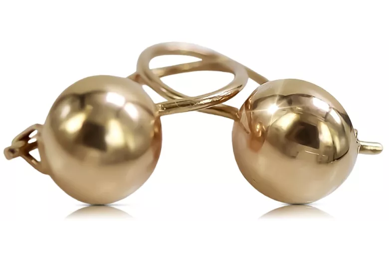 "Original Vintage 14K Rose Gold Ball Earrings - No Stones" ven178