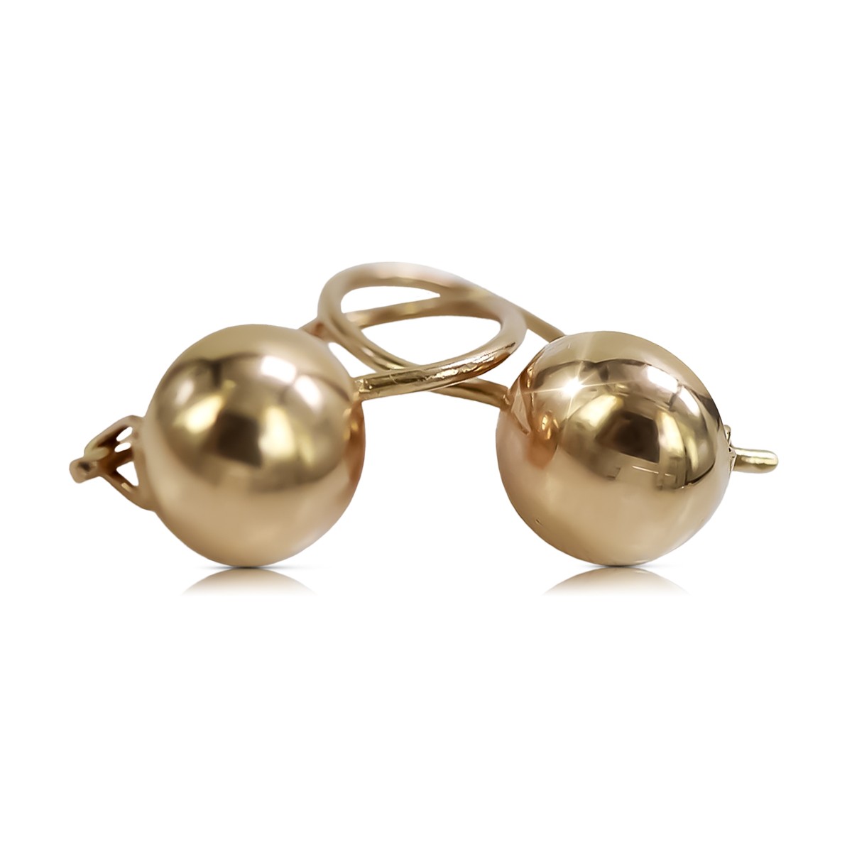 "Original Vintage 14K Rose Gold Ball Earrings - No Stones" ven178