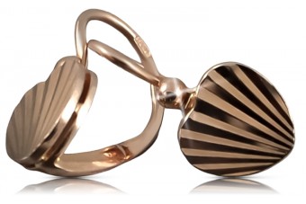 Boucles d'oreilles feuille d'or 14 carats 585 vintage, Pas de pierres, Or rose d'origin ven187