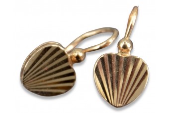 Класически Винтидж 14k Розово Злато Обици с Листенца Без Камъни ven187