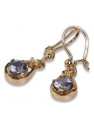 Boucles d’oreilles en or rose soviétique russe 14k 585 vec065 alexandrite rubis émeraude saphir ...