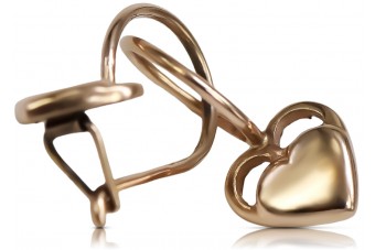 "No Stones, Pure Vintage Inspired 14K Rose Gold Heart Earrings" ven212