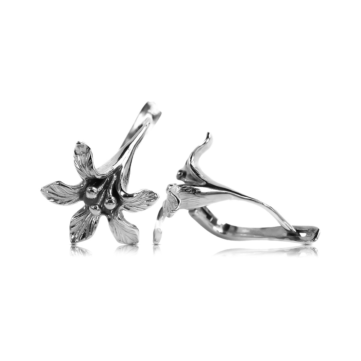 Pendientes de plata rusos 925 Flower Vintage ven222s