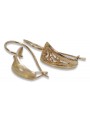 "Bijoux sans pierres, Boucles d'oreilles feuille en or rose 14 carats 585 vintage" ven232