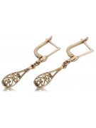 "Vintage Inspired 14K 585 Rose Gold Leaf Earrings with No Stones" ven239