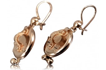 Boucles d'oreilles Samovar en or rose 14 carats d'époque, sans pierres précieuses ven244