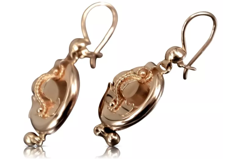 Joyería Vintage de Oro Rosa de 14k, Pendientes Samovar Sin Piedras ven244