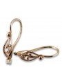 "Original Vintage Leaf Earrings in 14K 585 Rose Pink Gold, No Stones" ven252