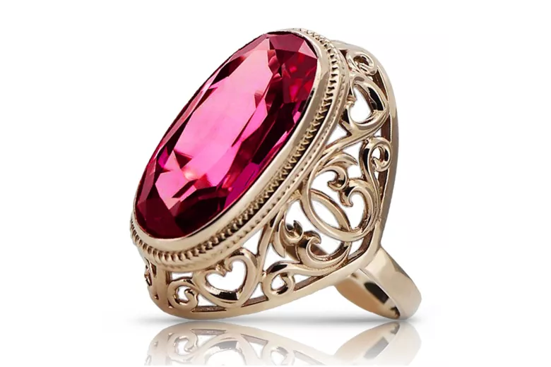 Russe soviétique rose 14k 585 or Alexandrite Rubis Émeraude Saphir Zircon bague vrc084