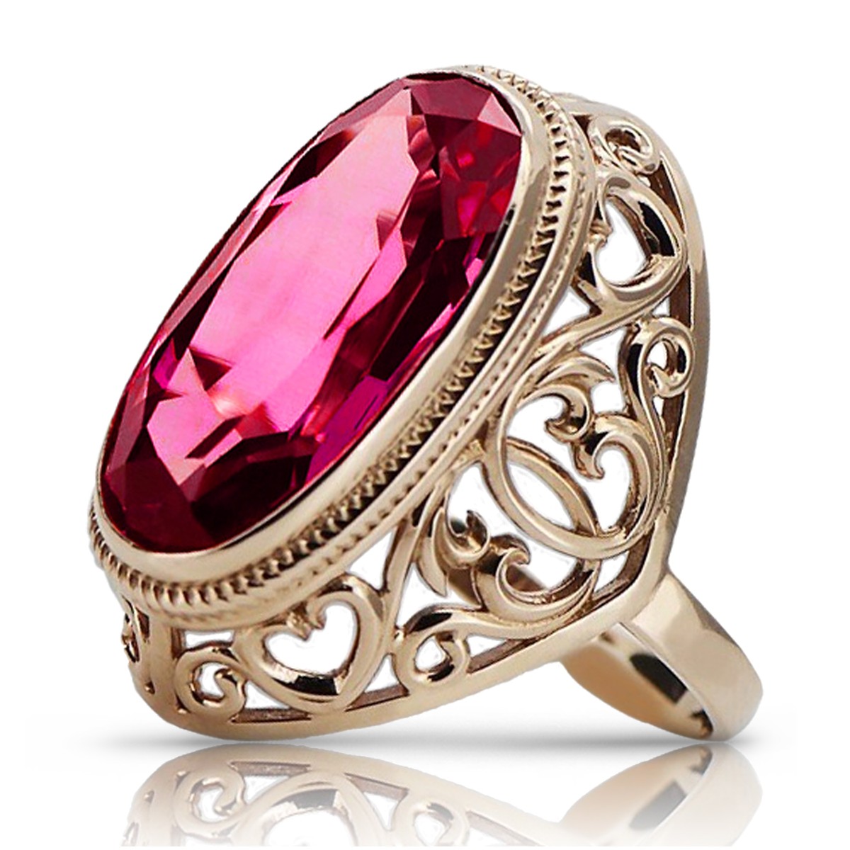 Russische sowjetische Rose 14k 585 Gold Alexandrit Rubin Smaragd Saphir Zirkon Ring vrc084