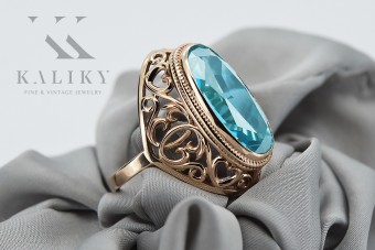 Російська радянська троянда, золото 585 проби, александрит, рубін, смарагд, сапфір, циркон, каблучка vrc084